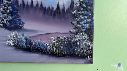 Painting #2018 - 16x20" Canvas - Winter Landscape painted 8-24-25