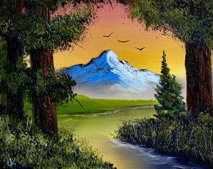 Painting #2013 - 16x20" Canvas - Sunset River Landscape painted 8-23-25