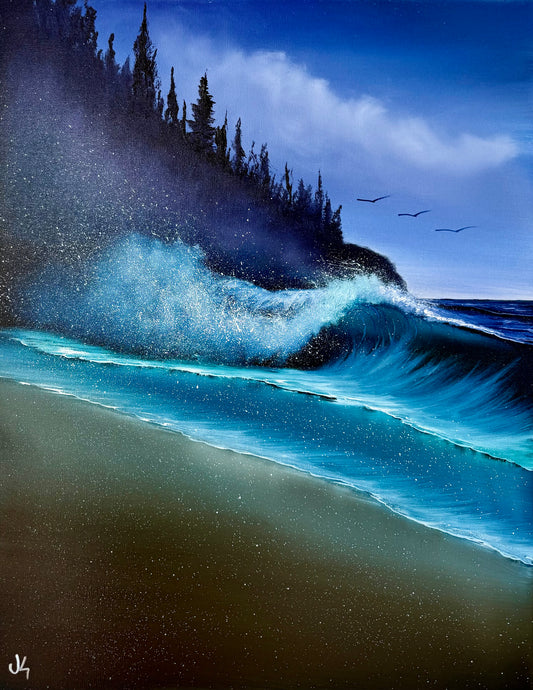 Painting #1824 - 22x28" Canvas - Oregon Coast Seascape painted 4-27-25