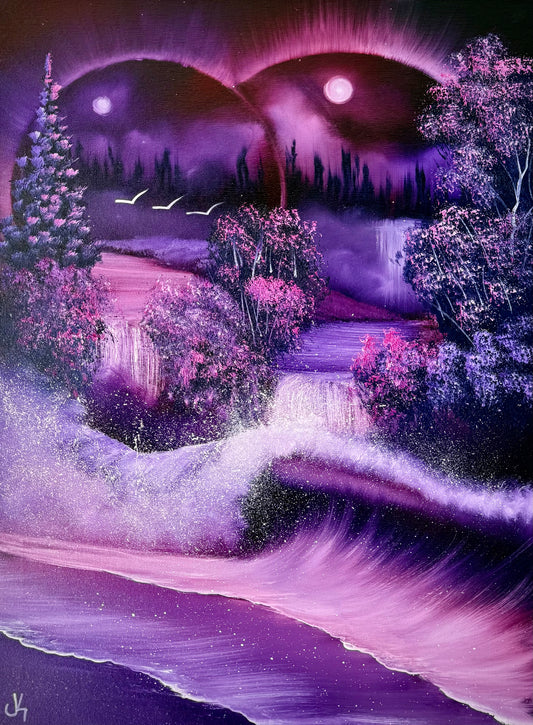 Painting #1833- 18x24" Canvas - Double Portal Seascape painted 5-4-25