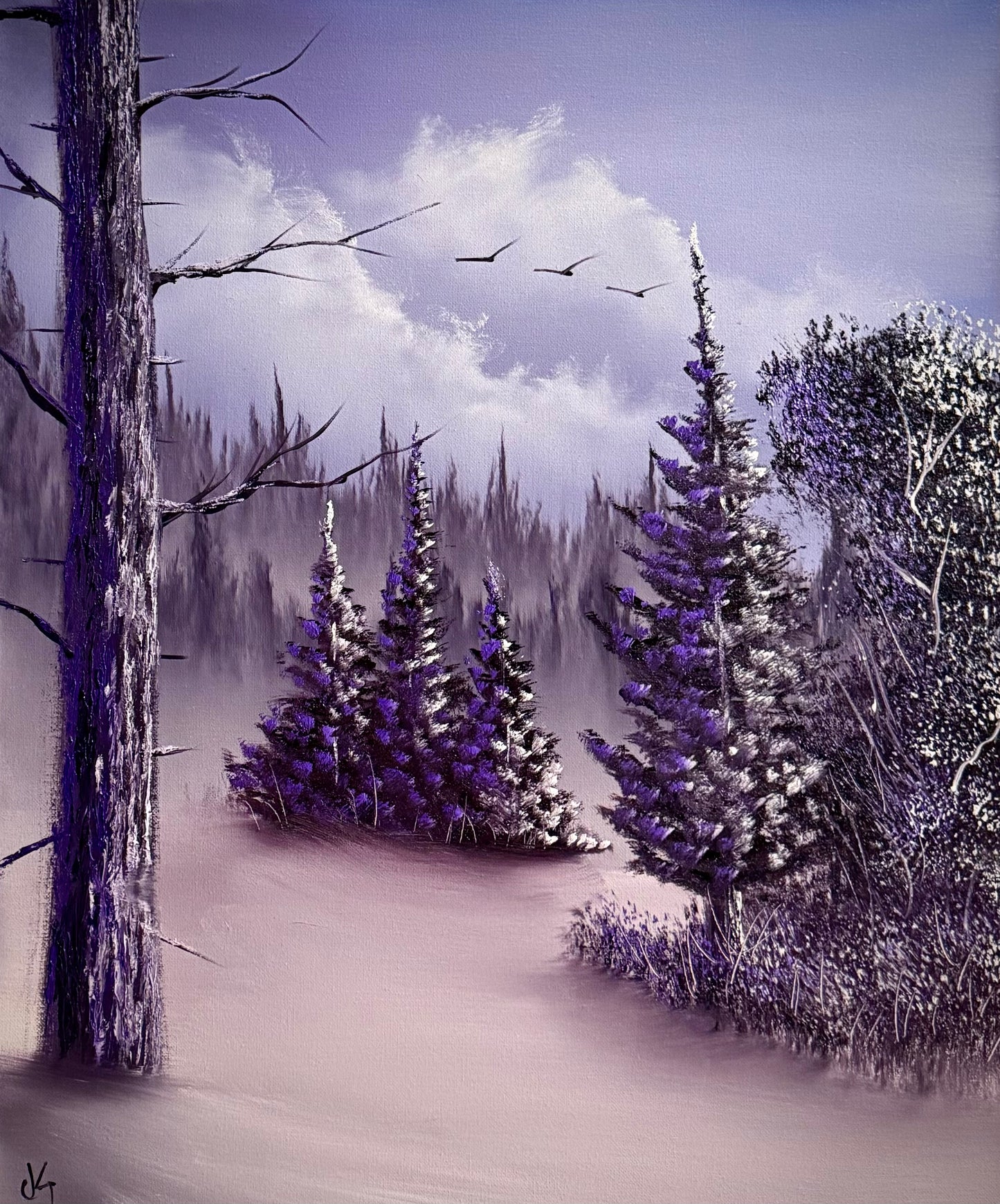 Painting #2233 - 20x24" Canvas - Winter Landscape painted 1-11-26