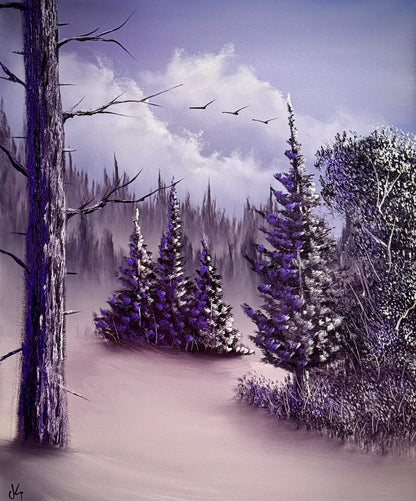 Painting #2233 - 20x24" Canvas - Winter Landscape painted 1-11-26