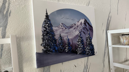 Painting #2028 - 16x20" Canvas - Mt Hood Landscape Oval painted 8-30-25