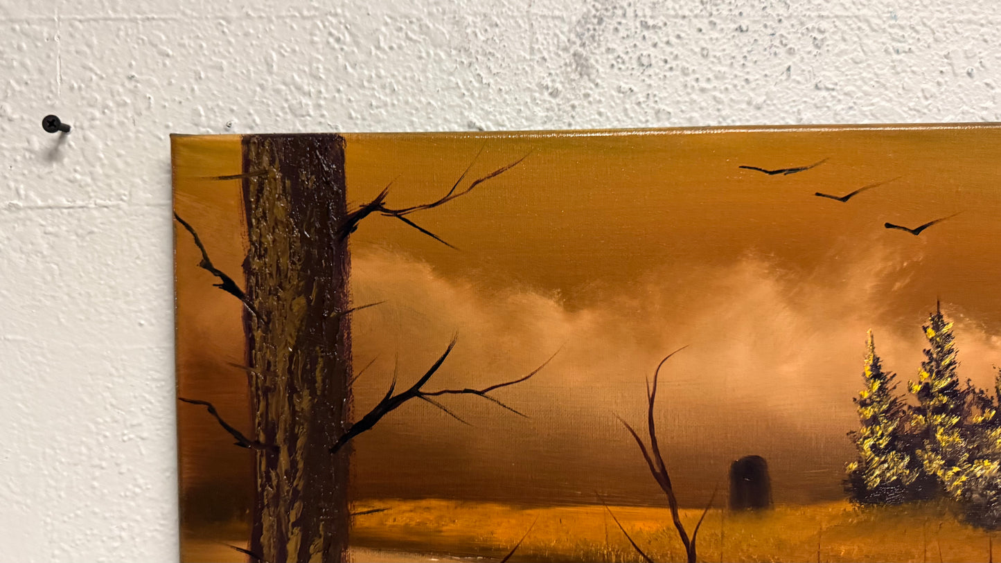 Painting #2051 - 16x20" Canvas - Halloween Landscape painted 9-12-25