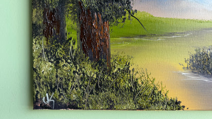 Painting #2013 - 16x20" Canvas - Sunset River Landscape painted 8-23-25