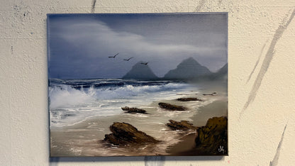 Painting #1996 - 16x20" Canvas - Rocky Oregon Coast Seascape painted 8-14-25