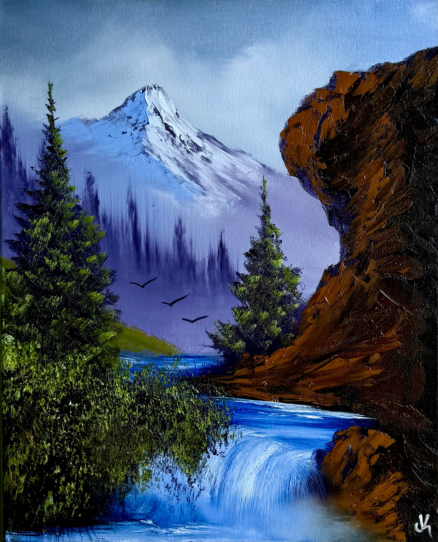 Painting #2011 - 16x20" Canvas - Majestic Royal Mountains painted 8-22-25