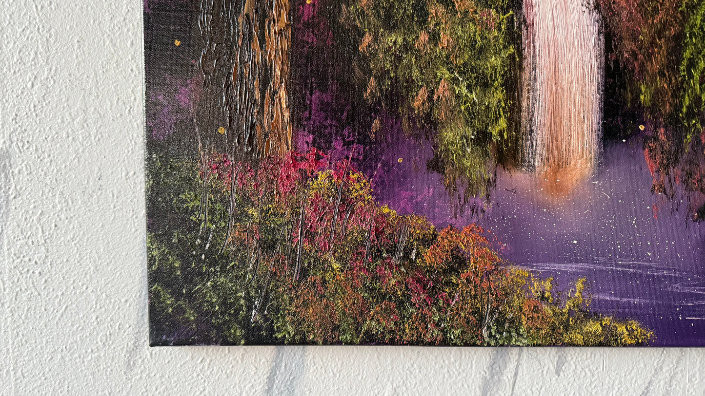 Painting #1986 - 20x24" Canvas - Foret Waterfall painted 8-9-25