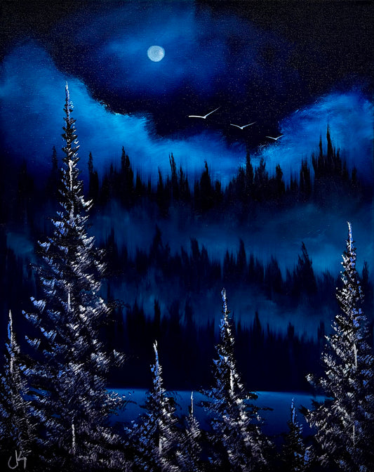 Painting #2528 - 16x20" Canvas - Forest Landscape painted 7-26-26