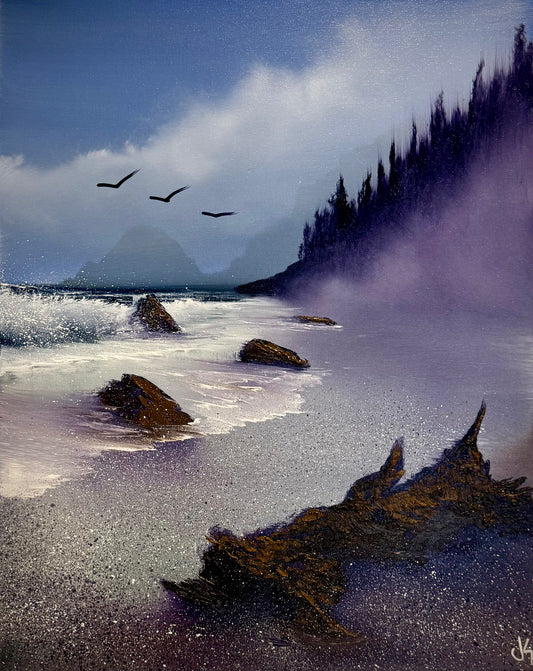Painting #2045 - 16x20" Canvas - Oregon Coast Seascape painted 9-8-25