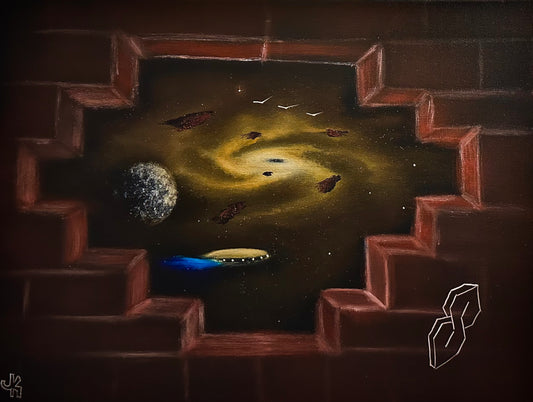 Painting #1458 - 18x24" Cosmic Graffiti Brick Wall Painting