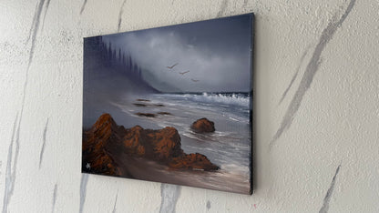 Painting #2002 - 16x20" Canvas - Oregon Coast Seascape painted 8-17-25
