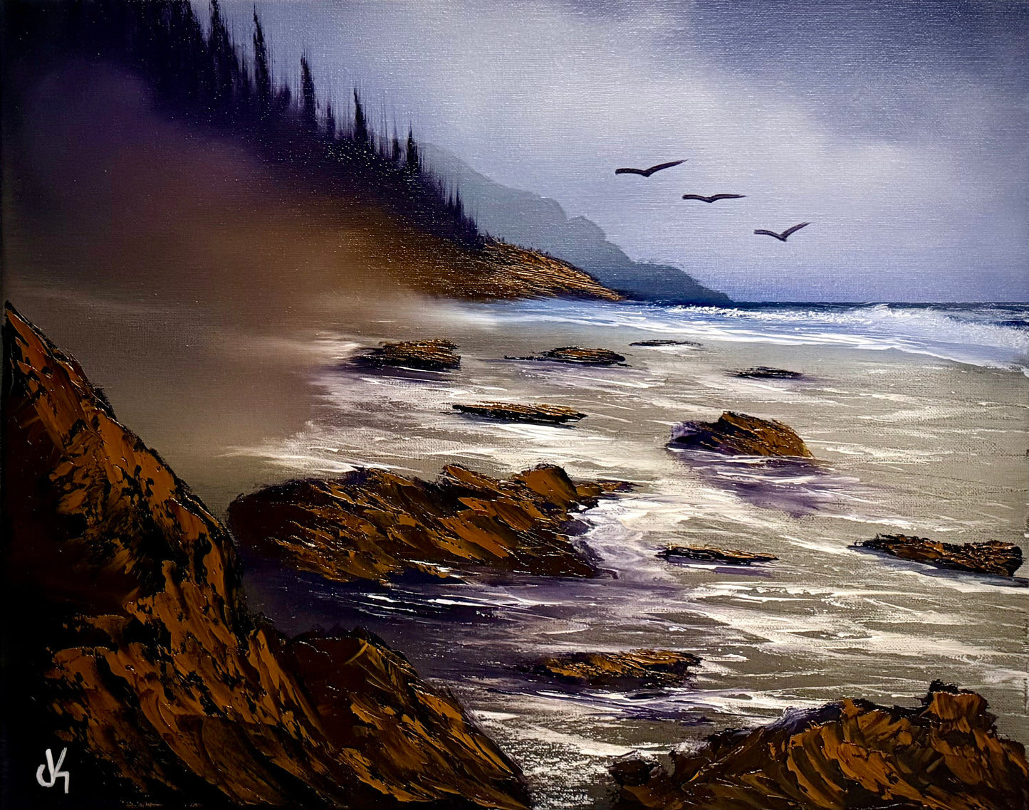 Painting #1998 - 16x20" Canvas - Oregon Coast Seascape painted 8-15-25