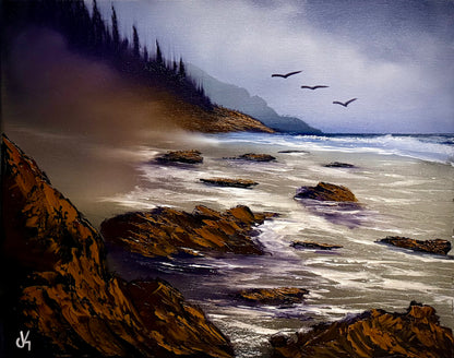 Painting #1998 - 16x20" Canvas - Oregon Coast Seascape painted 8-15-25