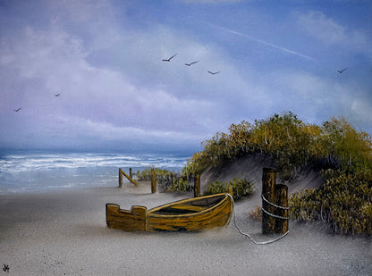 Painting #2425 - 18x24" Canvas - Old Boat Seascape painted 5-4-26
