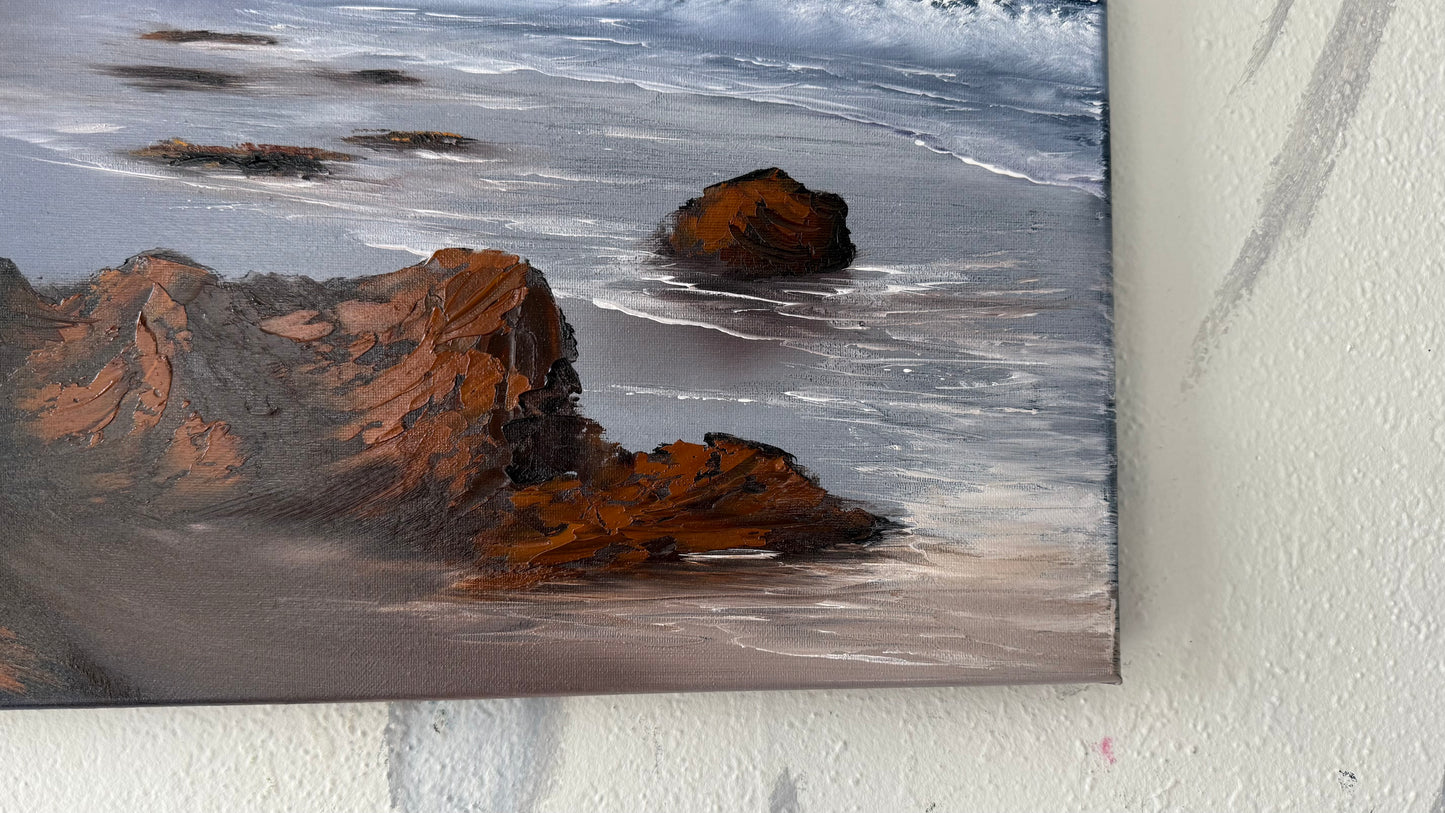 Painting #2002 - 16x20" Canvas - Oregon Coast Seascape painted 8-17-25