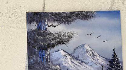 Painting #1997 - 16x20" Canvas - Winter Forest Waterfall Landscape painted 8-15-25