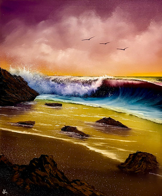 Painting #2199 - 20x24" Canvas - Blue Sky Seascape painted 12-22-25