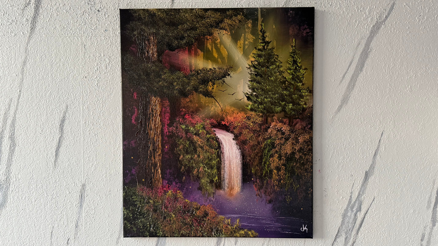 Painting #1986 - 20x24" Canvas - Foret Waterfall painted 8-9-25