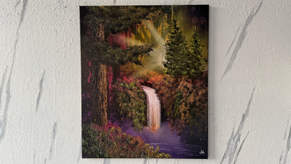 Painting #1986 - 20x24" Canvas - Foret Waterfall painted 8-9-25