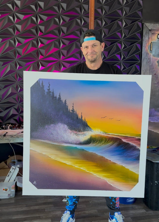 Painting #1823 - 36x36" Canvas - Sunset Forest painted 4-27-25