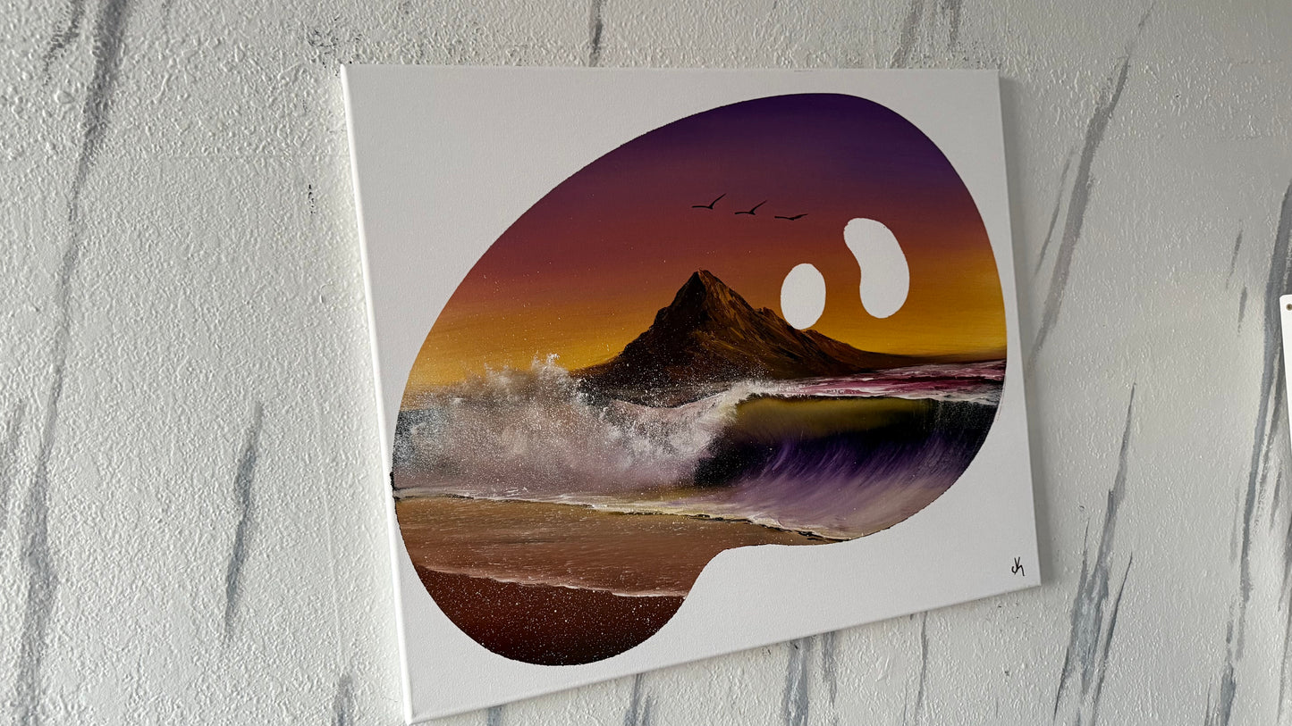 Painting #1981 - 20x24" Canvas - Palette Seascape painted 8-7-25