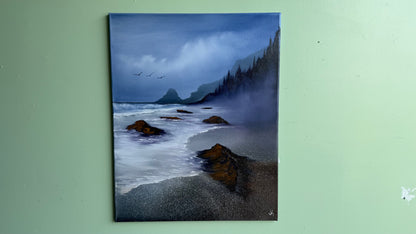 Painting #2008 - 24x30" Canvas - Oregon Coast Rocky Seascape painted 8-21-25