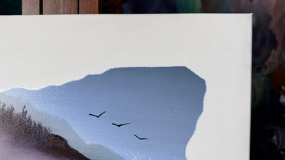 Painting #2032 - 16x20" Canvas - Oregon Coast Seascape on Oregon Stencil painted 9-1-25