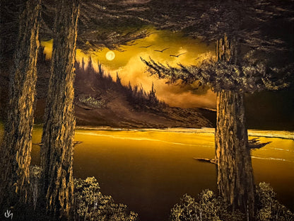 Painting #2325 - 18x24" Canvas - Golden Oregon Coast Seascape painted 3-8-26
