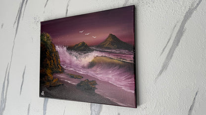 Painting #1971 - 16x20" Canvas - Purple Seascape painted 7-31-25