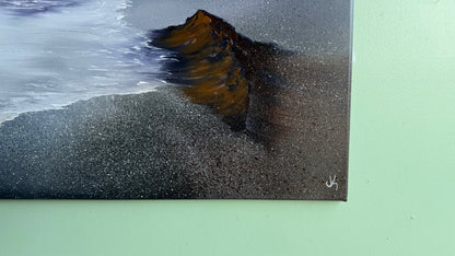 Painting #2008 - 24x30" Canvas - Oregon Coast Rocky Seascape painted 8-21-25