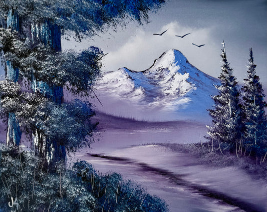 Painting #1987 - 16x20" Canvas - Mountain Landscape painted 8-10-25