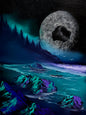 Painting #2007 - 18x24" Canvas - Full Moon Seascape painted 8-18-25