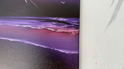 Painting #1974 - 16x20" Canvas - UFO Purple Seascape painted 8-2-25
