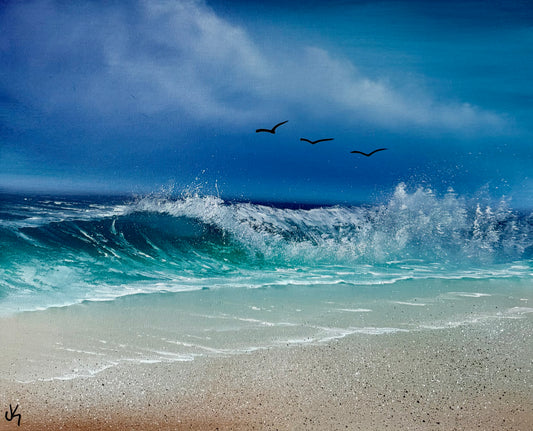 Painting #1915 - 16x20" Canvas - Tropical Seascape painted 6-27-25