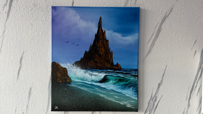 Painting #1957 - 20x24" Canvas - Rocky Seascape painted 7-24-25