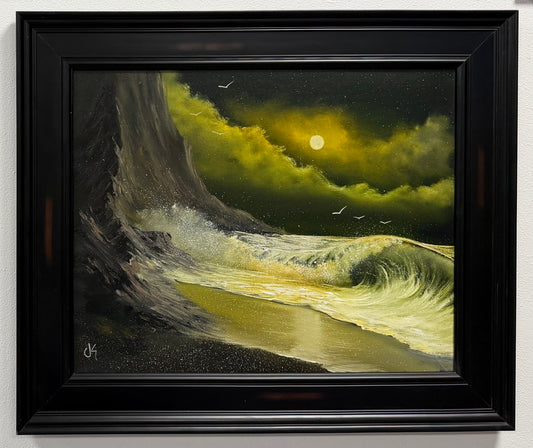 Painting #2575 - 16x20" Framed Canvas - Crashing Waves Seascape painted 8-30-26