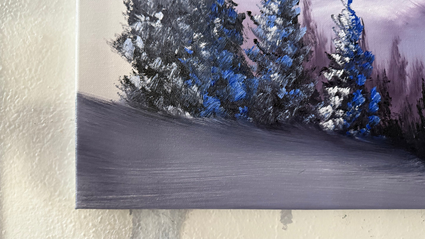 Painting #2028 - 16x20" Canvas - Mt Hood Landscape Oval painted 8-30-25