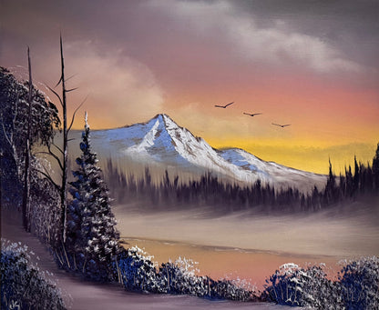 Painting #2290 - 20x24" Canvas - Winter Landscape painted 2-15-26