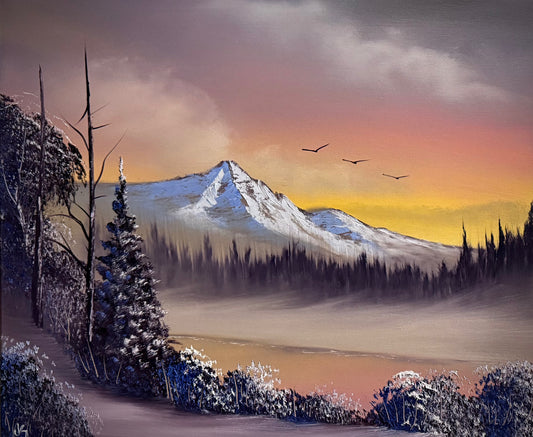 Painting #2290 - 20x24" Canvas - Winter Landscape painted 2-15-26