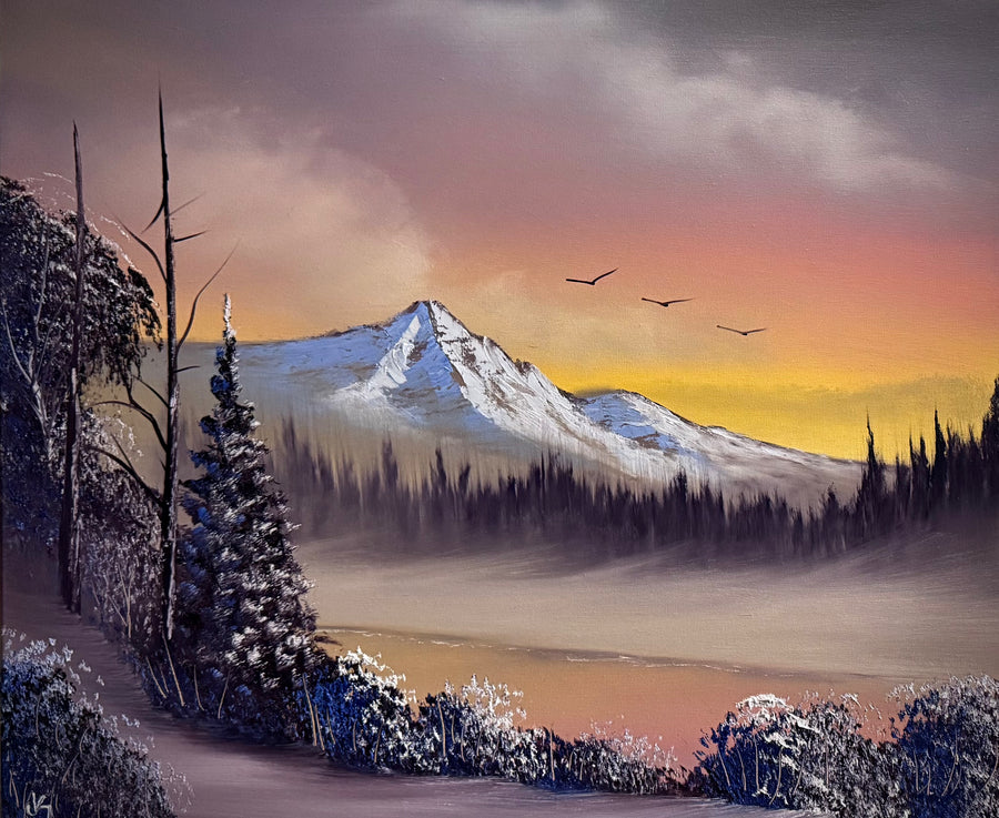 Painting #2290 - 20x24" Canvas - Winter Landscape painted 2-15-26