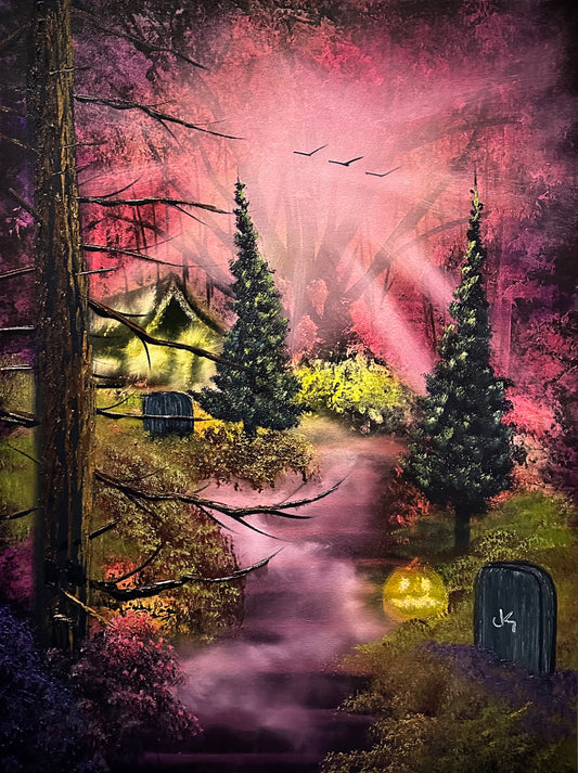 Painting #1514 - 18x24 Canvas - Halloween Landscape