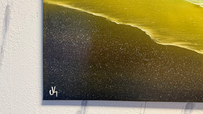 Painting #1977 - 22x28" Canvas - Aurora Mountain Seascape painted 8-4-25