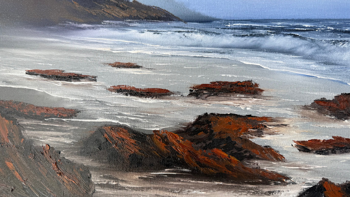 Painting #1993 - 16x20" Canvas - Rocky Oregon Coast Seascape painted 8-14-25