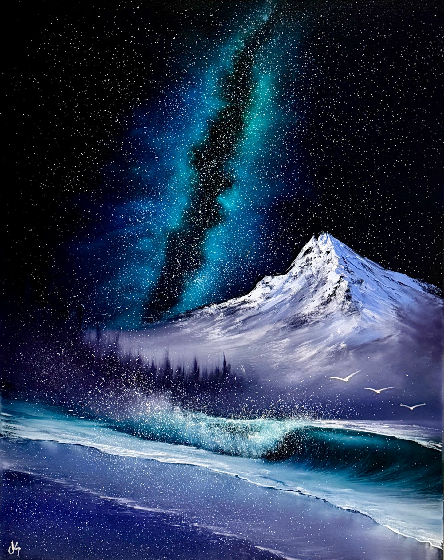 Painting #2172 - 22x28" Canvas - Milky Way Mountain Landscape painted 12-5-25