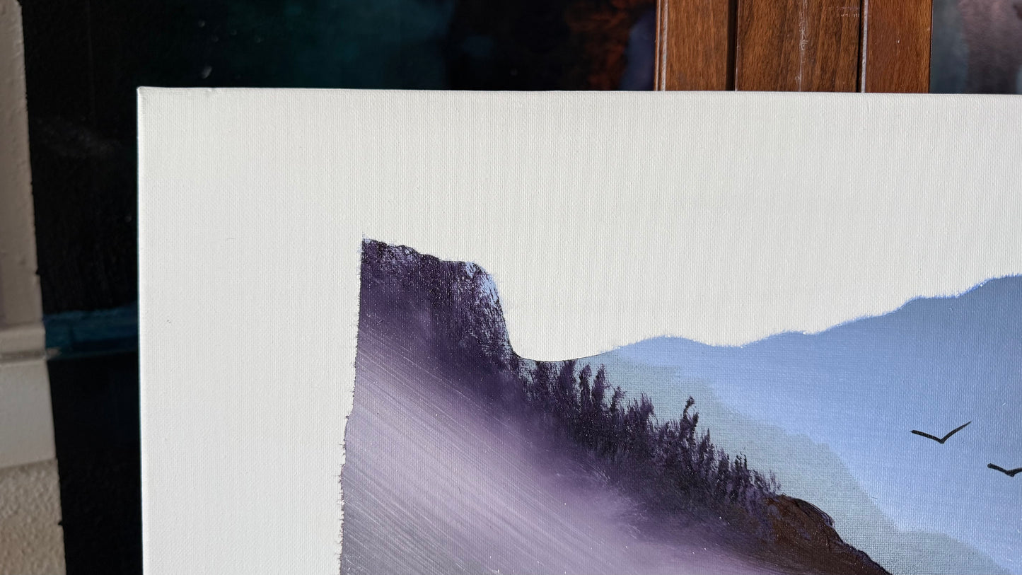 Painting #2032 - 16x20" Canvas - Oregon Coast Seascape on Oregon Stencil painted 9-1-25