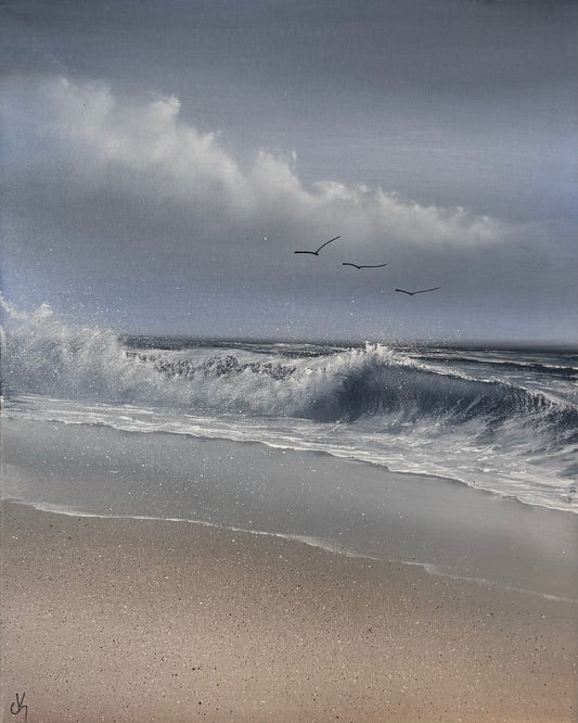 Painting #2305 - 16x20" Canvas - Seascape painted 2-25-26