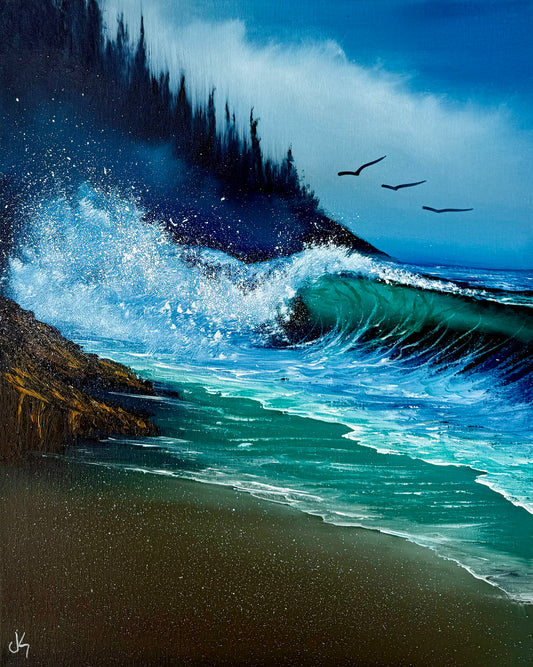 Painting #1913 - 16x20" Canvas - Oregon Coast Seascape painted 6-27-25