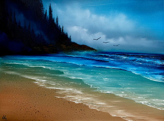 Painting #1669 - 18x24" Canvas - Oregon Coast Seascape painted 1-22-25