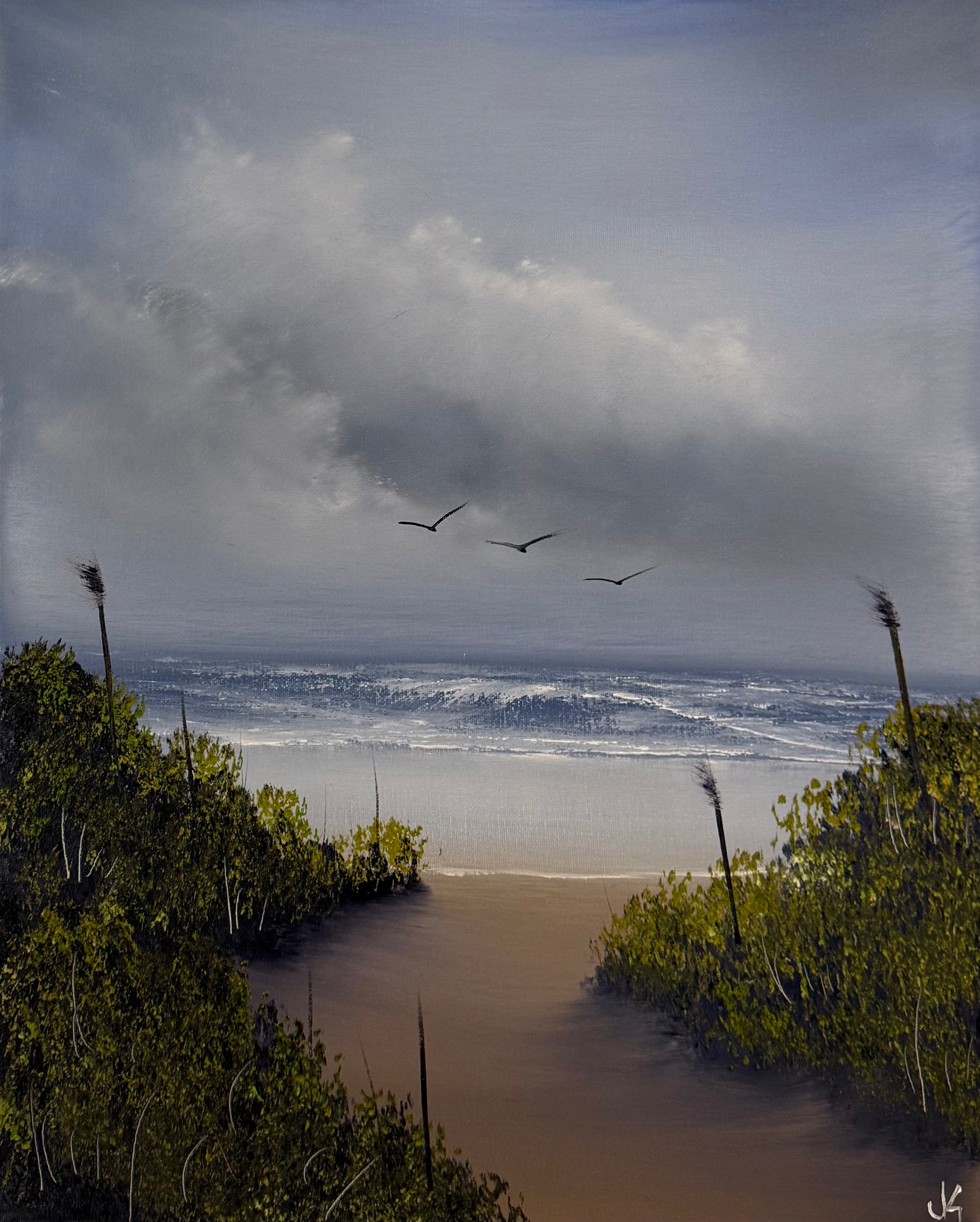 Painting #2187 - 16x20" Canvas - Day Time Seascape painted 12-14-25